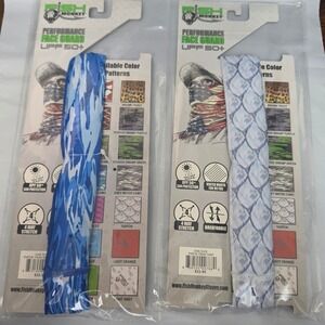 Fish Monkey Performance Face Guard Unisex Blue & Grey Lot Of 2 UPF 50+ Camo Mask